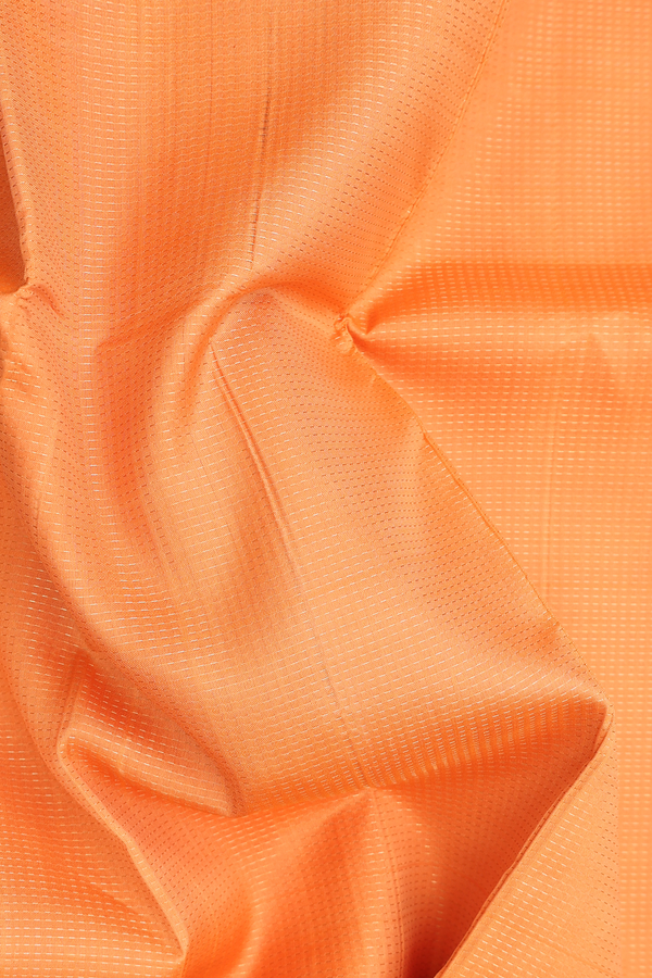 Kanchipuram Silk Saree In Orange With Stripes Design