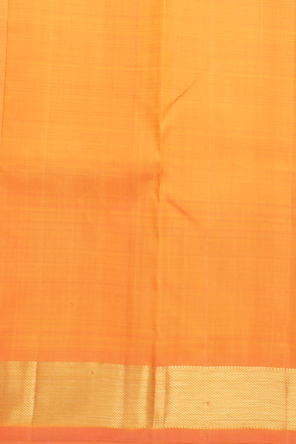 Kanchipuram Silk Saree In Orange With Zari Border