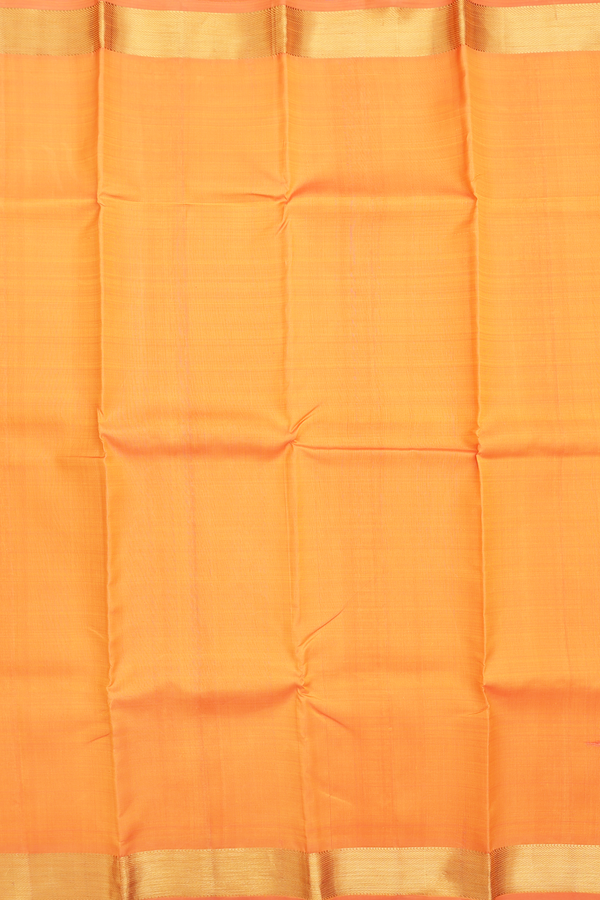 Kanchipuram Silk Saree In Orange With Zari Border