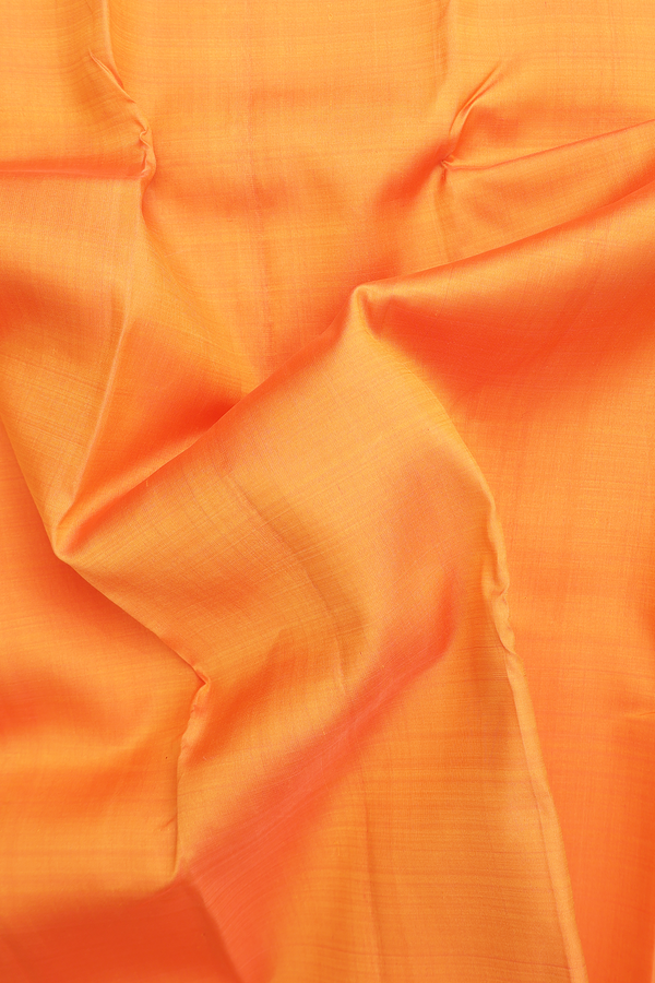 Kanchipuram Silk Saree In Orange With Zari Border
