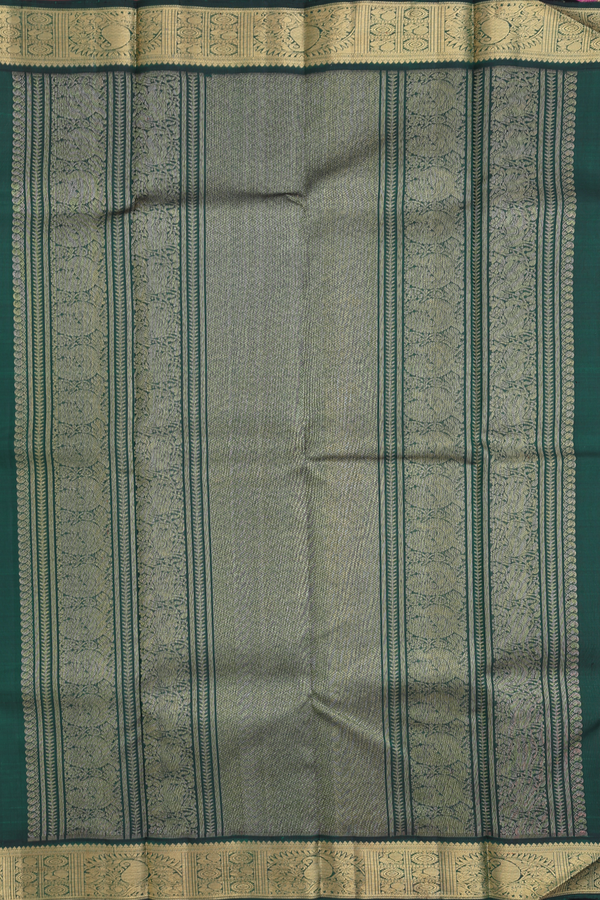 Kanchipuram Silk Saree In Orange With Zari Buttas