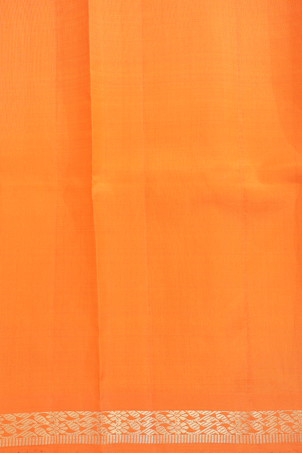 Kanchipuram Silk Saree In Orange With Zari Buttis