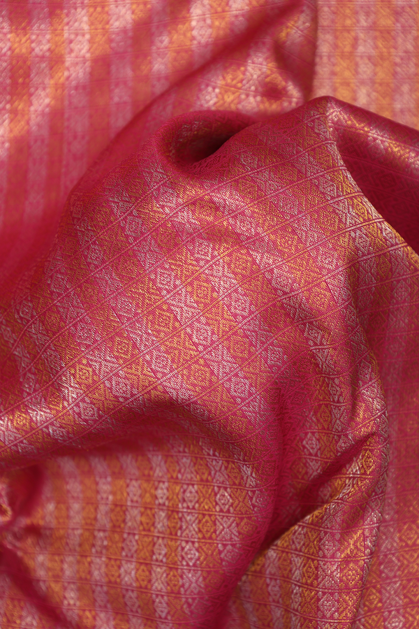 Kanchipuram Silk Saree In Orchid Pink With Checks Design