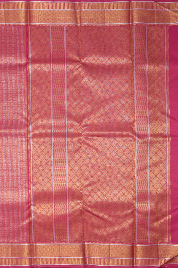 Kanchipuram Silk Saree In Orchid Pink With Checks Design