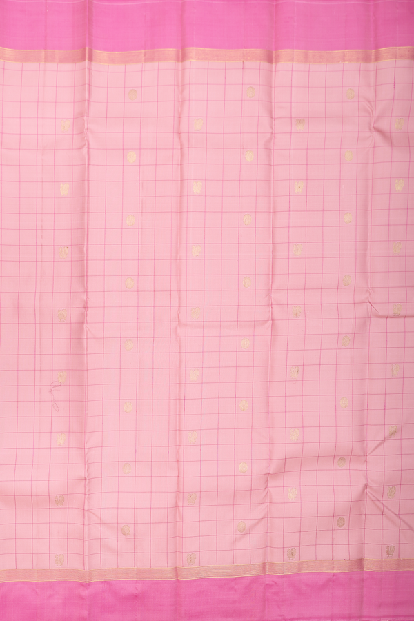 Kanchipuram Silk Saree In Orchid Pink With Checks Design