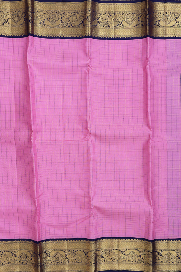 Kanchipuram Silk Saree In Orchid Pink With Checks Design