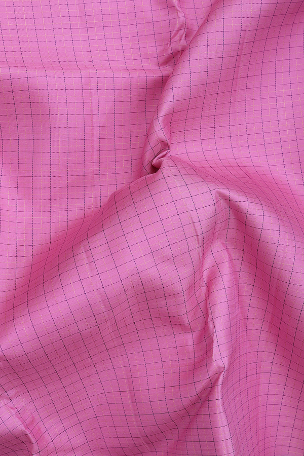 Kanchipuram Silk Saree In Orchid Pink With Checks Design