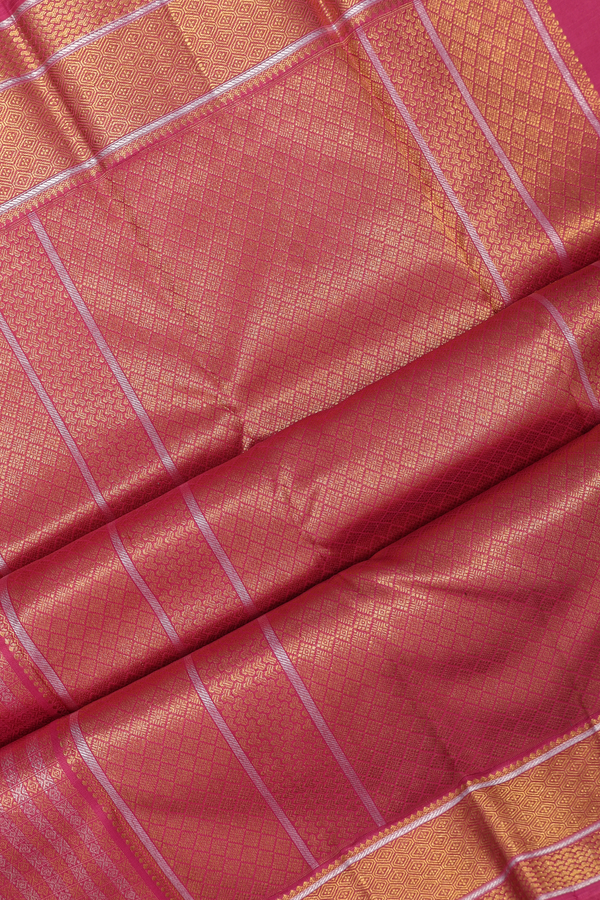 Kanchipuram Silk Saree In Orchid Pink With Checks Design