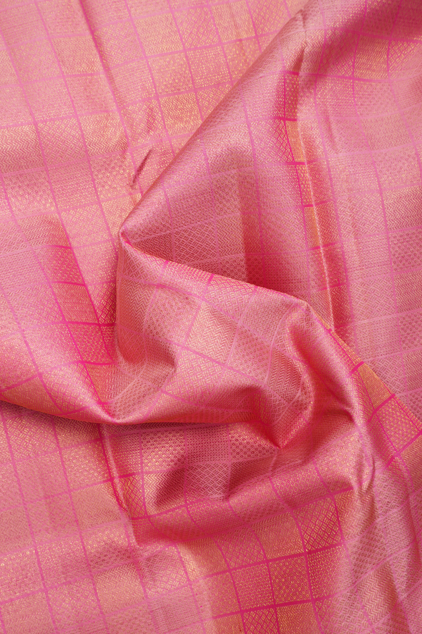 Kanchipuram Silk Saree In Orchid Pink With Square Buttas