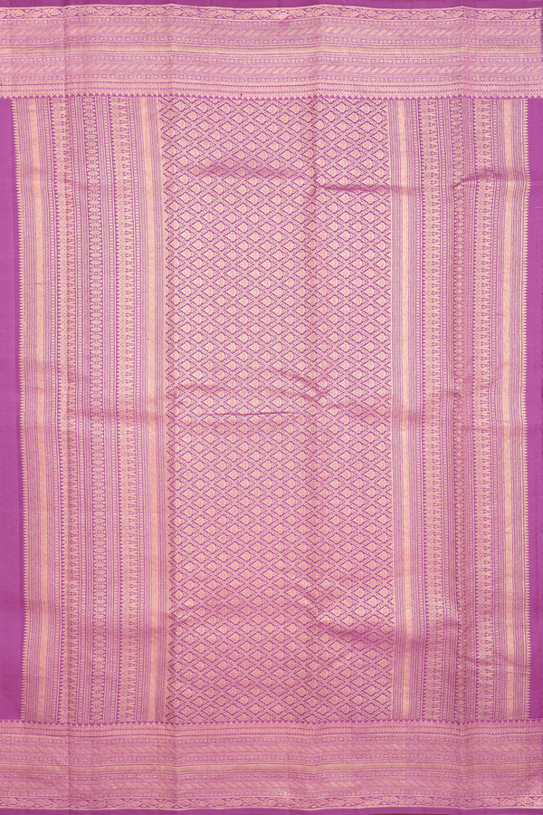 Kanchipuram Silk Saree In Orchid Purple With Zari Buttas