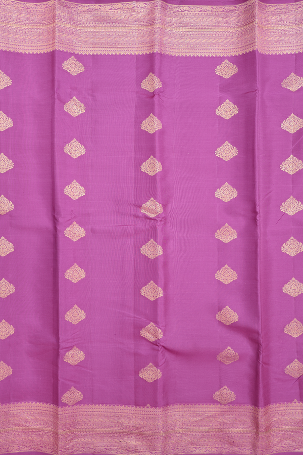 Kanchipuram Silk Saree In Orchid Purple With Zari Buttas