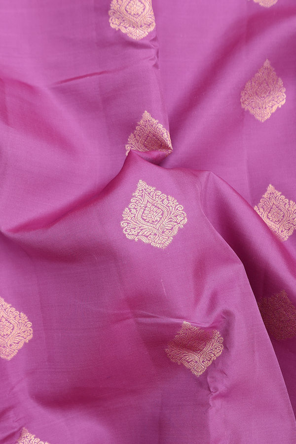 Kanchipuram Silk Saree In Orchid Purple With Zari Buttas