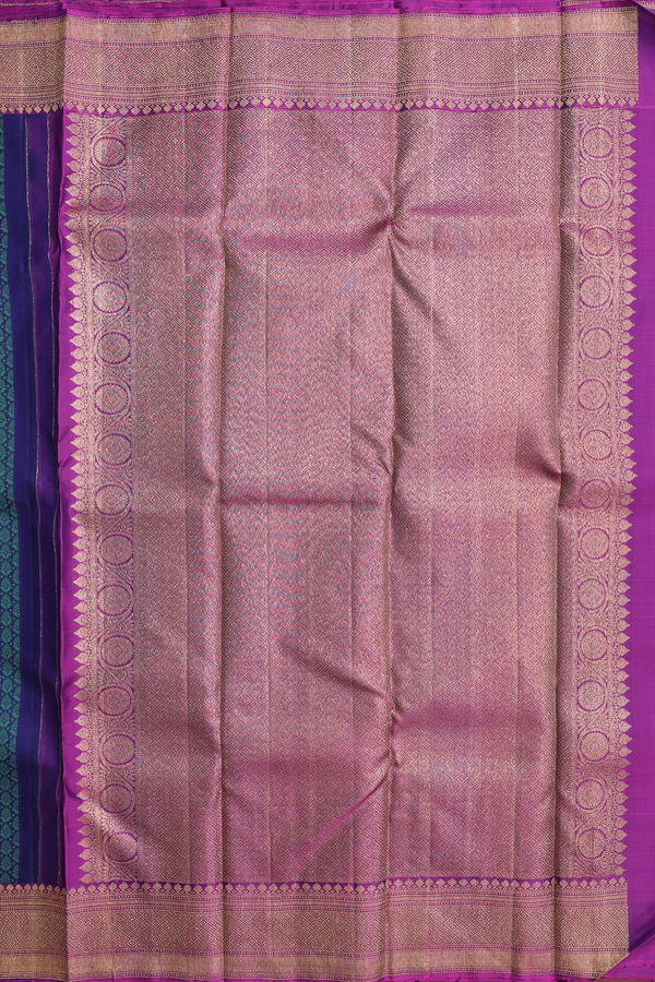 Kanchipuram Silk Saree In Oxford Blue With Jacquard Pattern