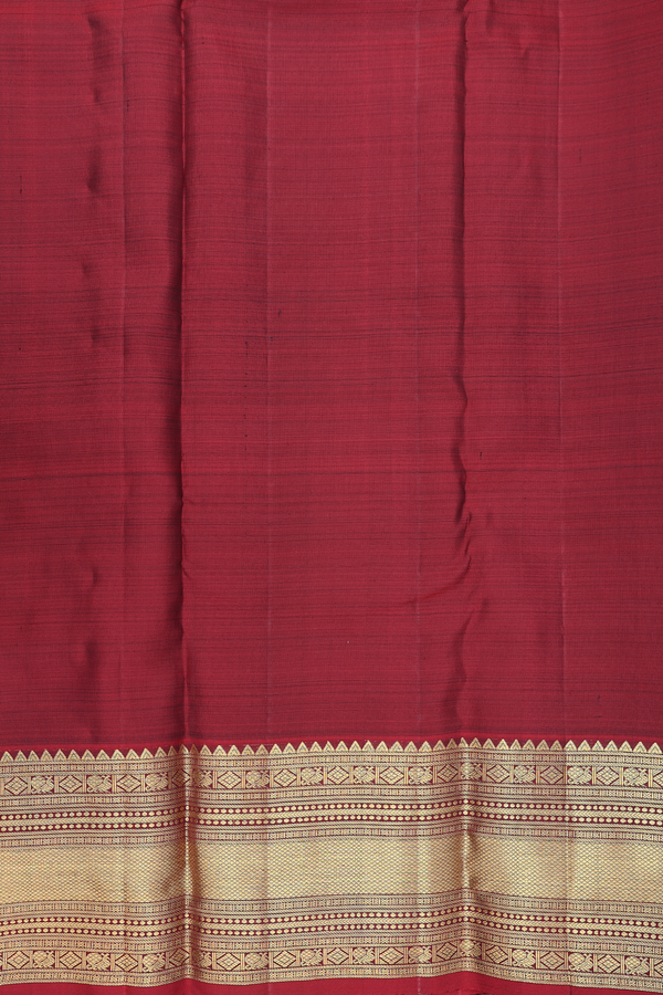 Kanchipuram Silk Saree In Oxford Blue With Checks Design