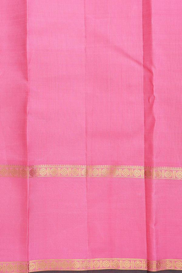 Kanchipuram Silk Saree In Oxford Blue With Peacock Buttas