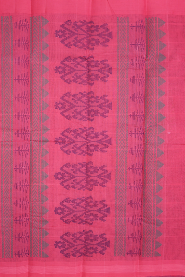 Kanchi Cotton Saree In Oxford Blue With Threadwork Buttas