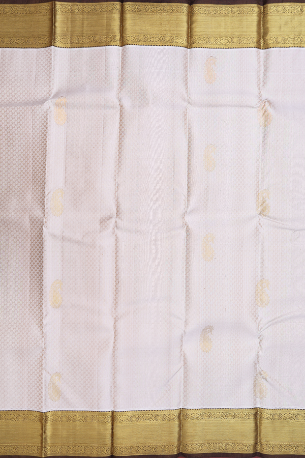 Kanchipuram Silk Saree In Pale Brown With Jacquard Pattern