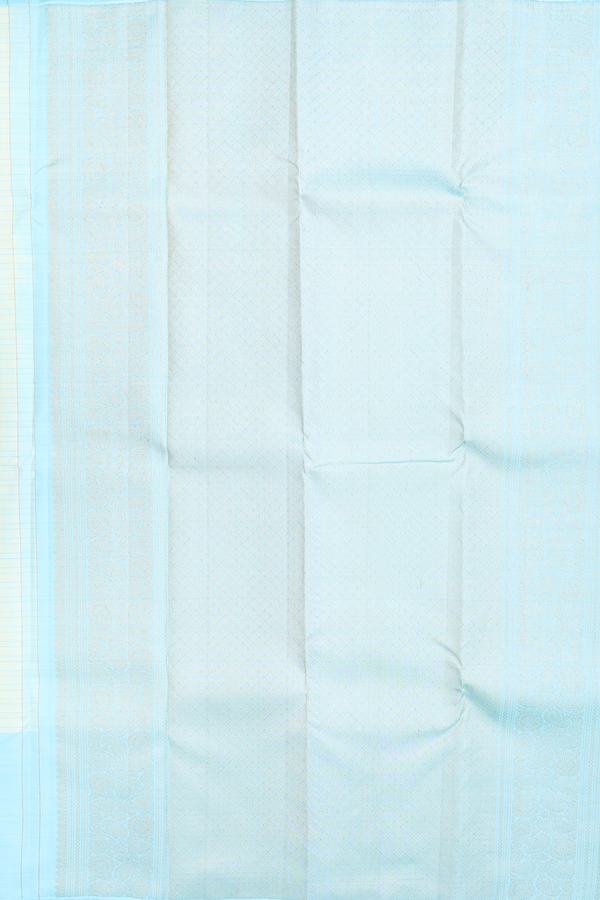 Kanchipuram Silk Saree In Pale Green With Checks Design