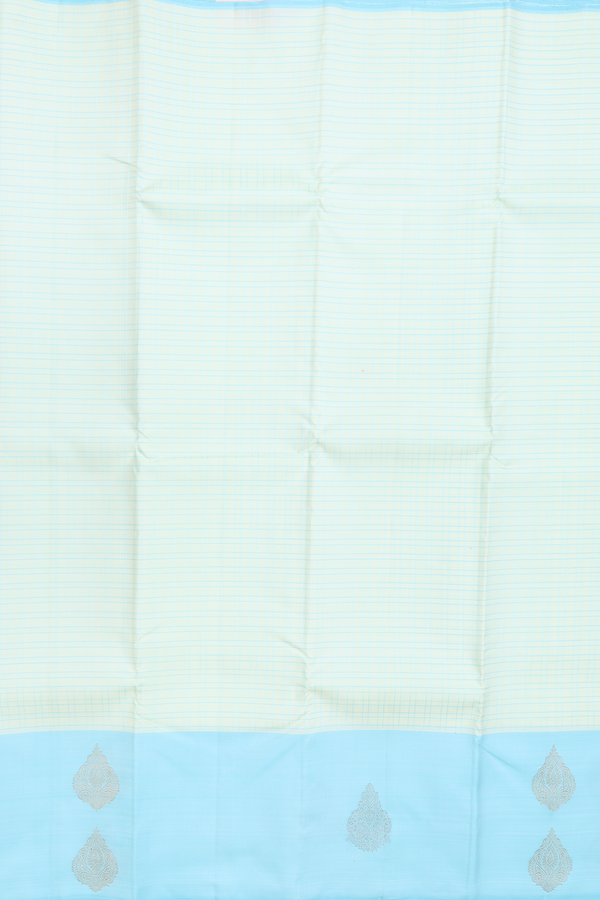 Kanchipuram Silk Saree In Pale Green With Checks Design