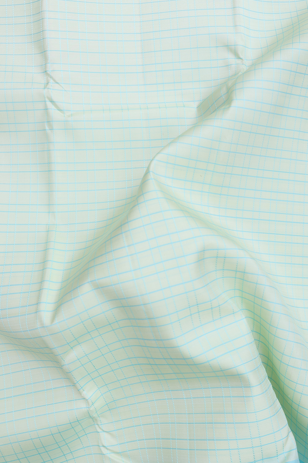 Kanchipuram Silk Saree In Pale Green With Checks Design