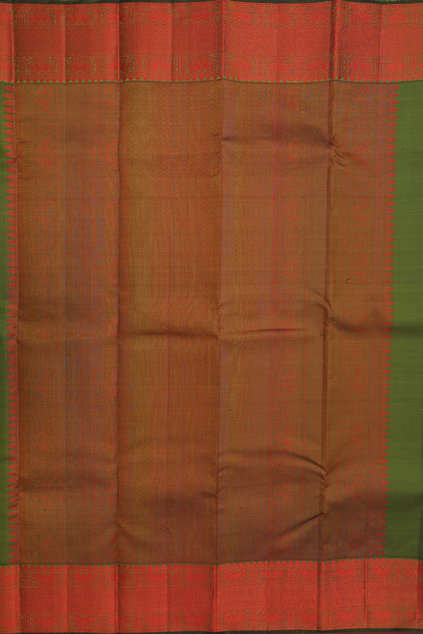 Kanchipuram Silk Saree In Pale Green With Peacock Buttas