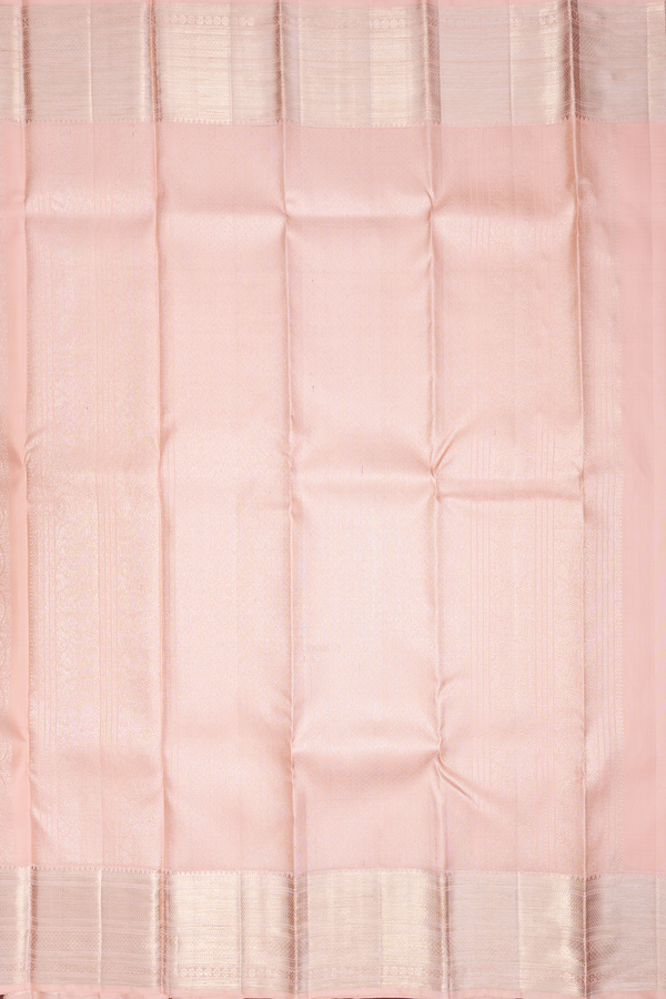 Kanchipuram Silk Saree In Pale Orange With Paisley Design
