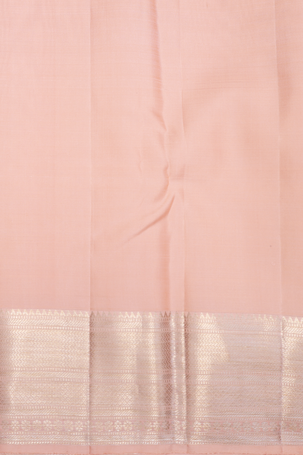 Kanchipuram Silk Saree In Pale Orange With Paisley Design