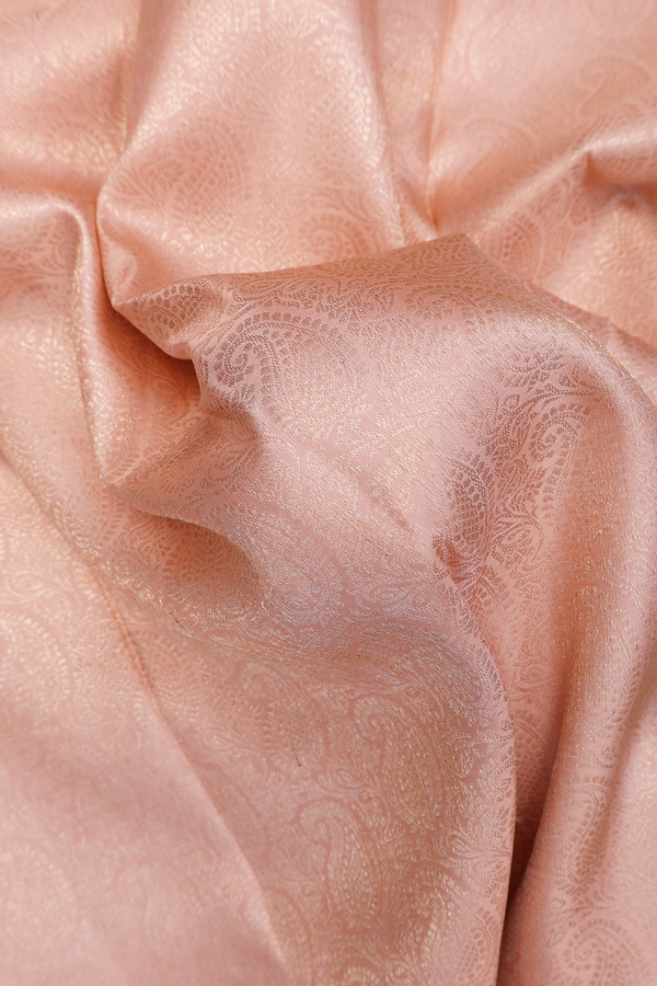 Kanchipuram Silk Saree In Pale Orange With Paisley Design