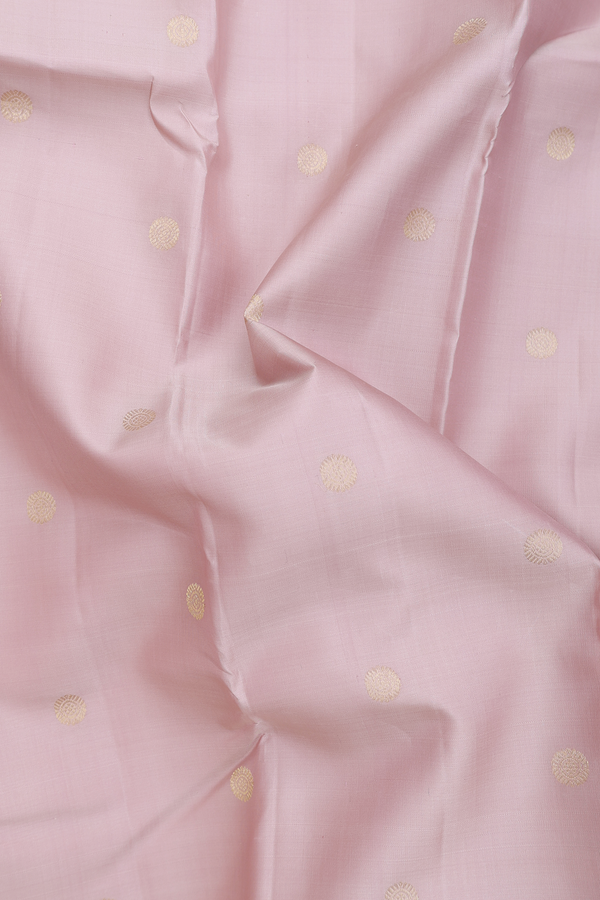 Kanchipuram Silk Saree In Pale Pink With Chakram Buttas