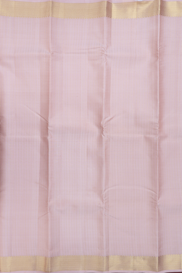 Kanchipuram Silk Saree In Pale Pink With Checks Design
