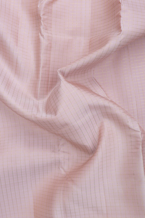Kanchipuram Silk Saree In Pale Pink With Checks Design