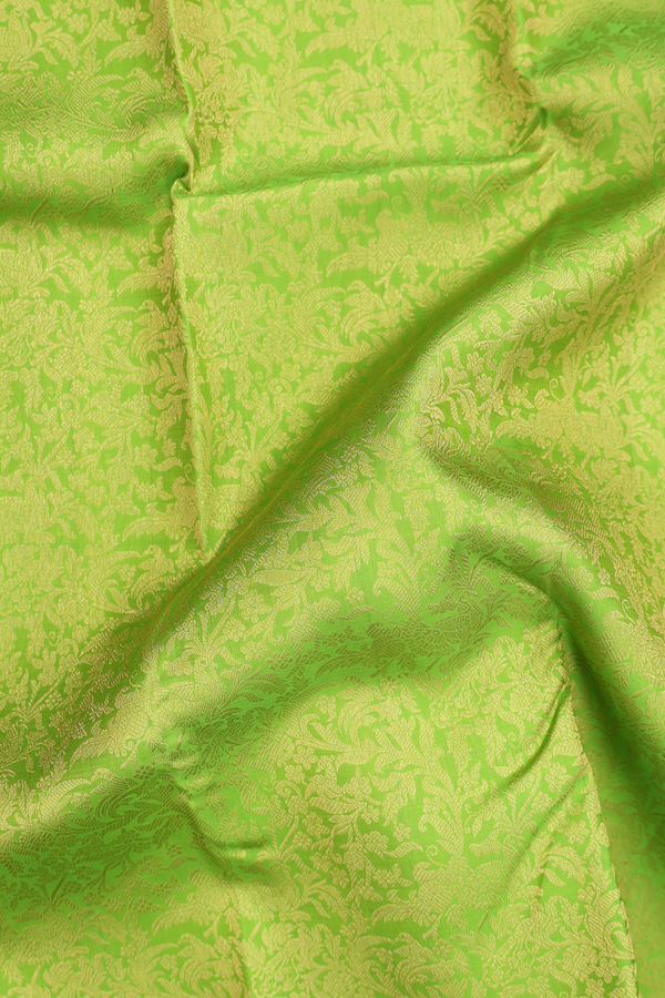 Kanchipuram Silk Saree In Parrot Green With Brocade Design