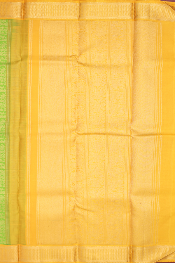 Kanchipuram Silk Saree In Parrot Green With Brocade Design