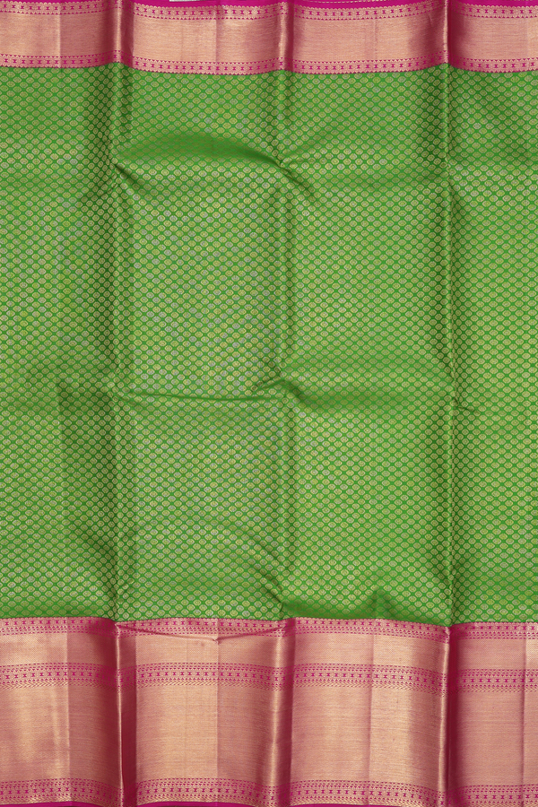 Kanchipuram Silk Saree In Parrot Green With Brocade Design