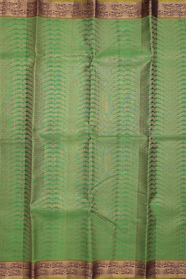 Kanchipuram Silk Saree In Parrot Green With Brocade Design