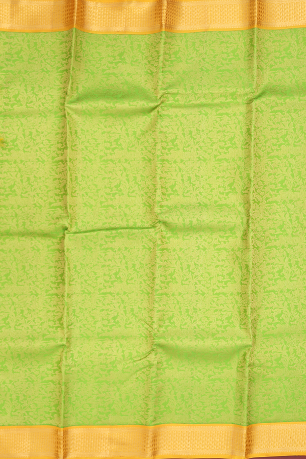 Kanchipuram Silk Saree In Parrot Green With Brocade Design