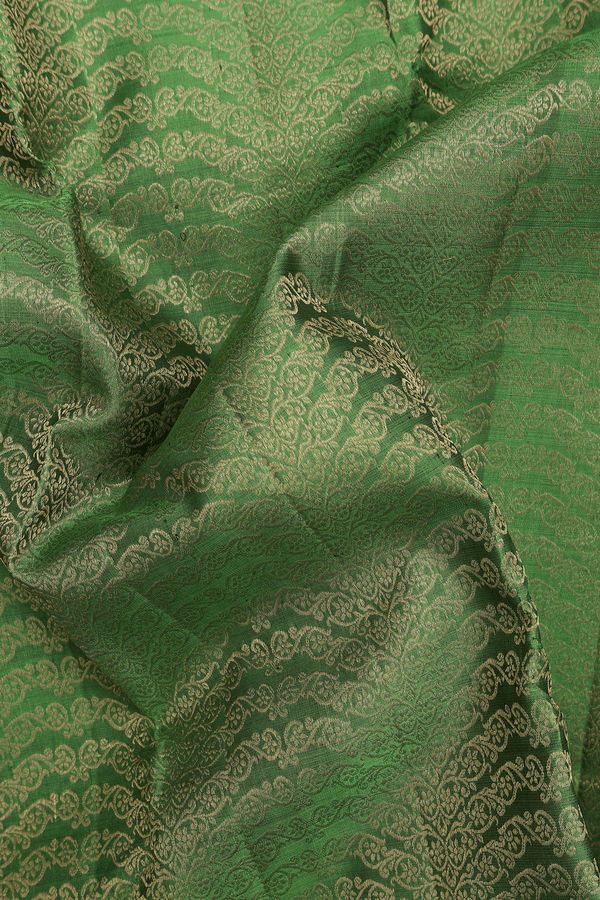 Kanchipuram Silk Saree In Parrot Green With Brocade Design