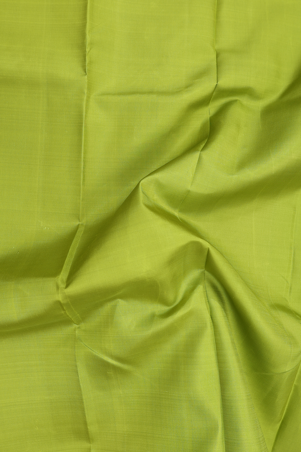 Kanchipuram Silk Saree In Parrot Green With Contrast Border