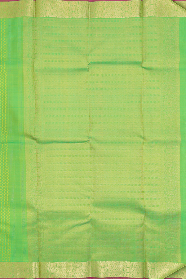 Kanchipuram Silk Saree In Parrot Green With Jacquard Pattern