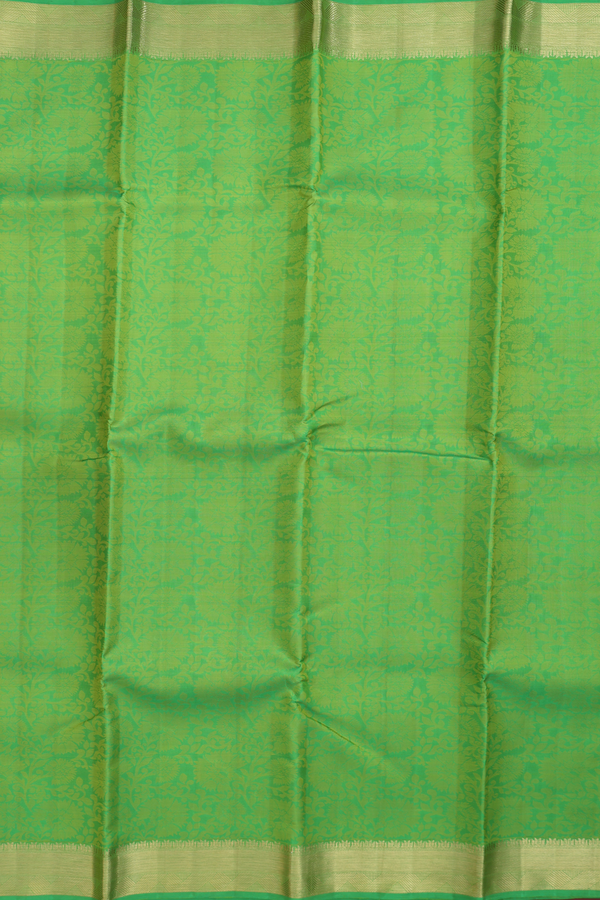 Kanchipuram Silk Saree In Parrot Green With Jacquard Pattern