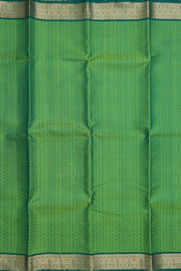 Kanchipuram Silk Saree In Parrot Green With Jacquard Pattern