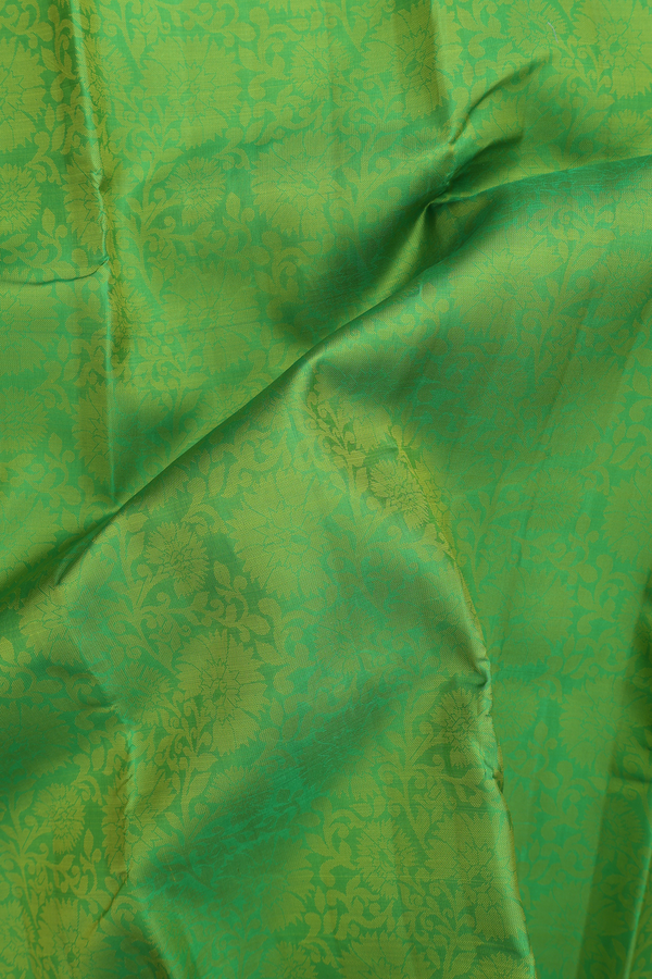 Kanchipuram Silk Saree In Parrot Green With Jacquard Pattern