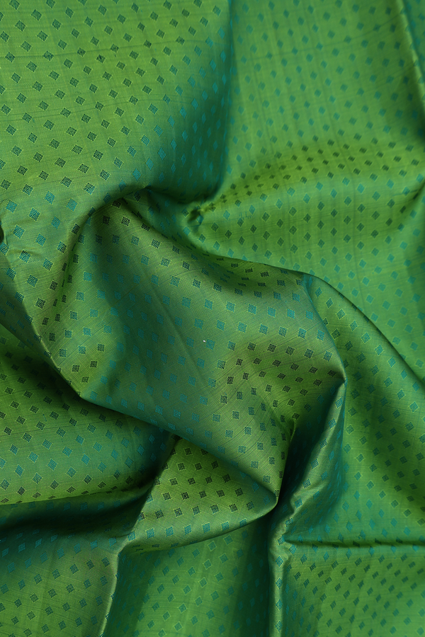 Kanchipuram Silk Saree In Parrot Green With Jacquard Pattern