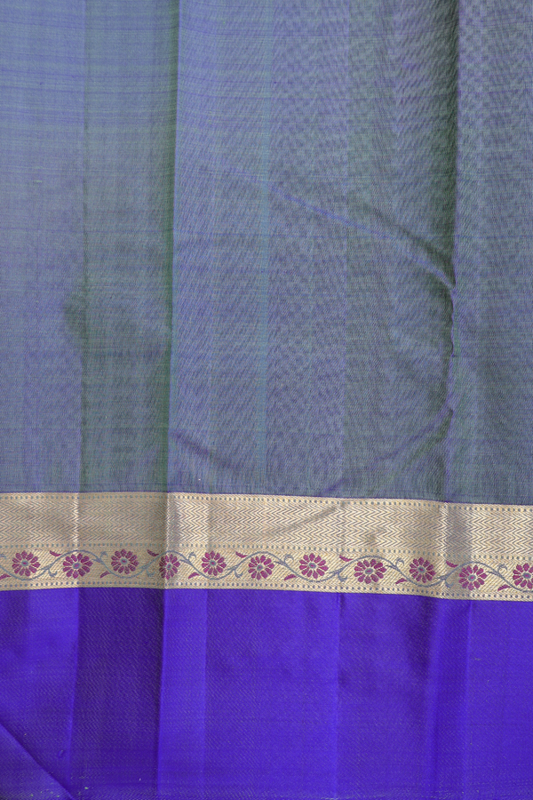Kanchipuram Silk Saree In Parrot Green With Stripes Design