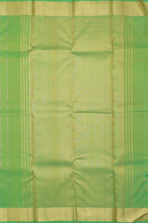 Kanchipuram Silk Saree In Parrot Green With Zari Border