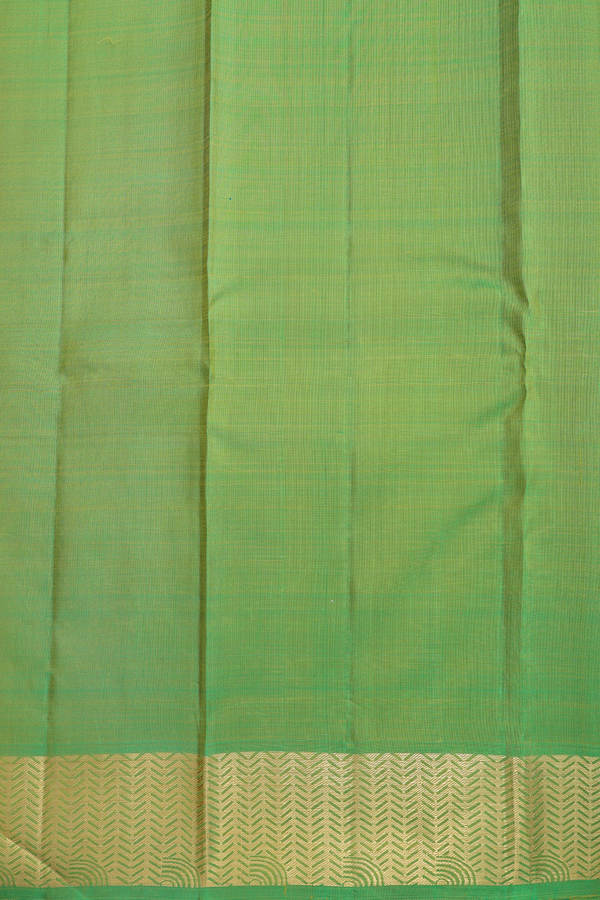 Kanchipuram Silk Saree In Parrot Green With Zari Border