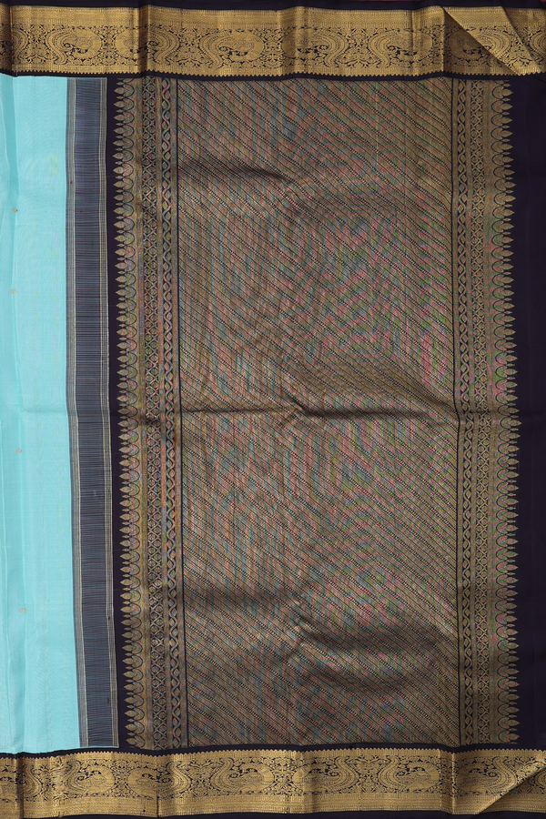 Kanchipuram Silk Saree In Pastel Blue With Floral Buttis