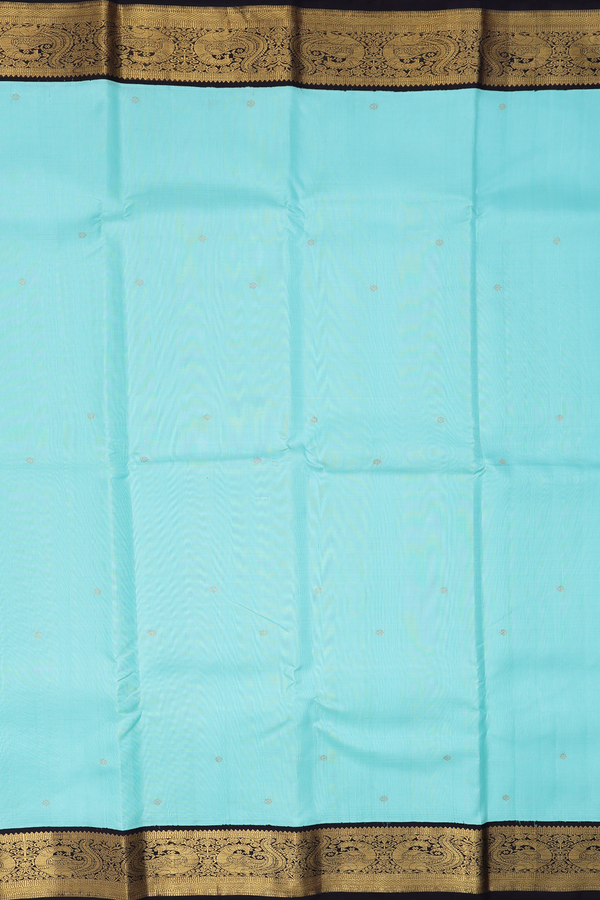 Kanchipuram Silk Saree In Pastel Blue With Floral Buttis
