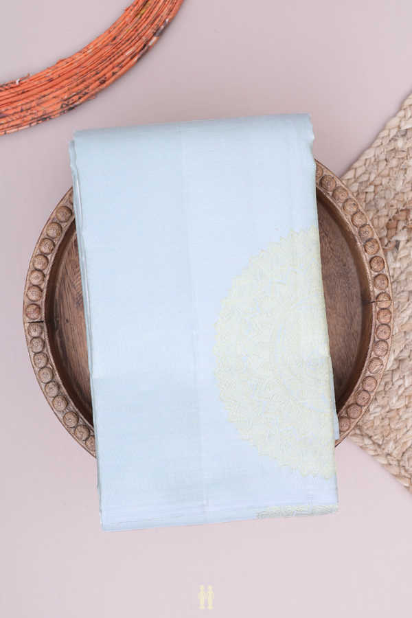 Kanchipuram Silk Saree In Pastel Blue With Mandala Design