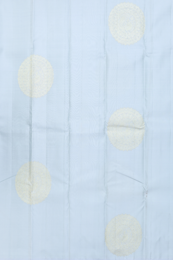 Kanchipuram Silk Saree In Pastel Blue With Mandala Design